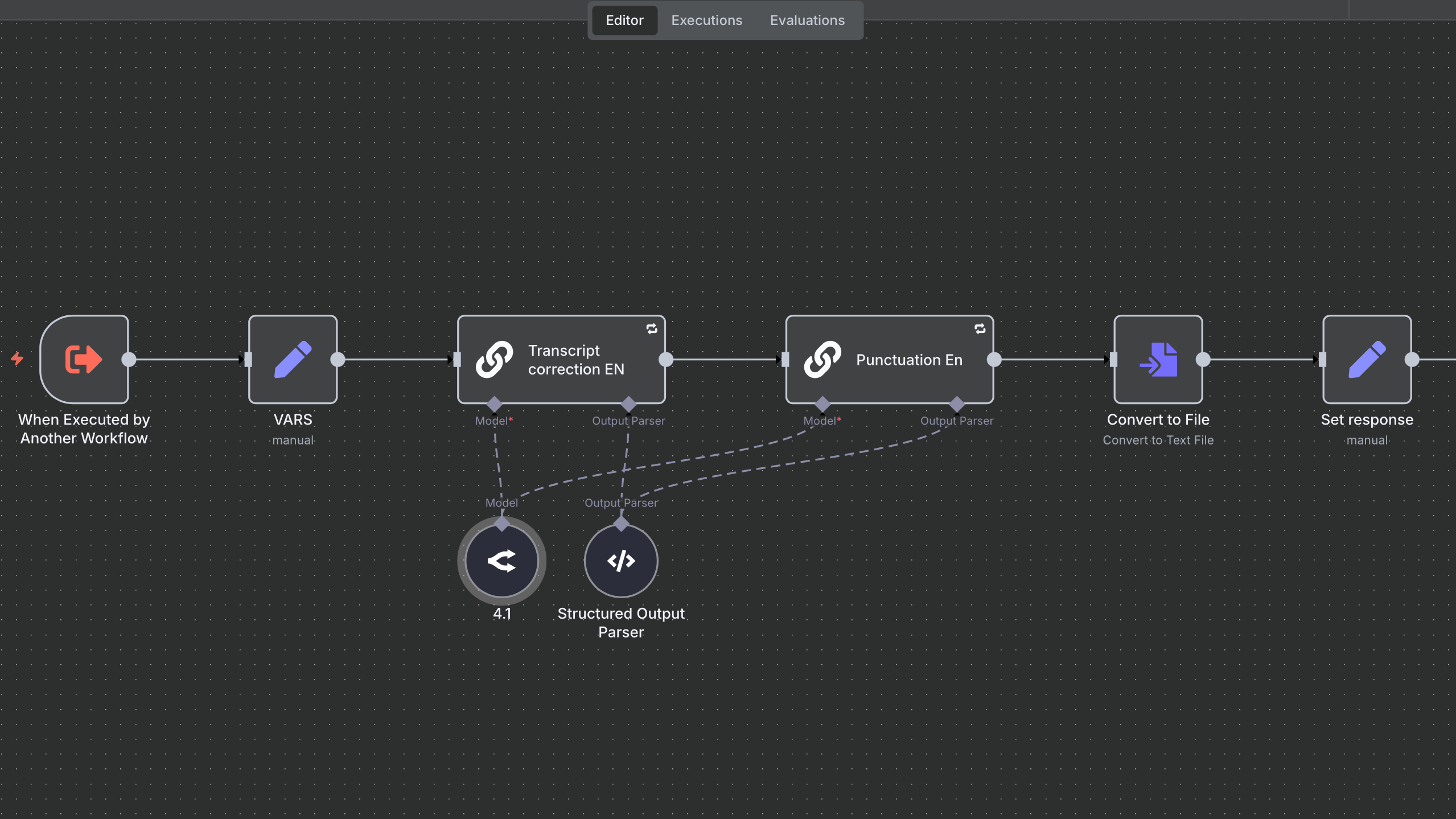 Automated English Transcript Correction and Punctuation with LLM